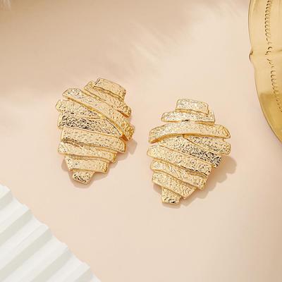 European and American Bold Geometric Asymmetrical Metal Earrings