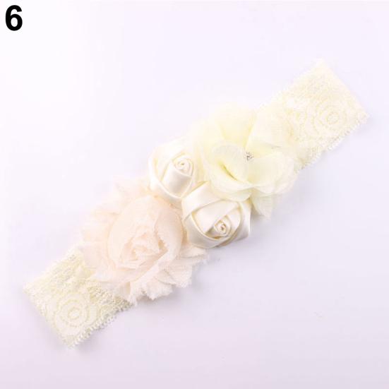 Krásná krajka s květem růže do vlasů Čelenka do vlasů pro novorozence