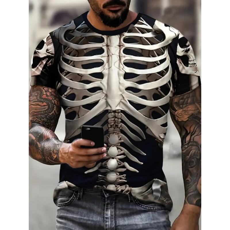 

Ужасные футболки со скелетом Кость Страшный 3D-принт Харадзюку Уличная одежда Футболки Мужская мода Футболка с коротким рукавом Топы Одежда L белый