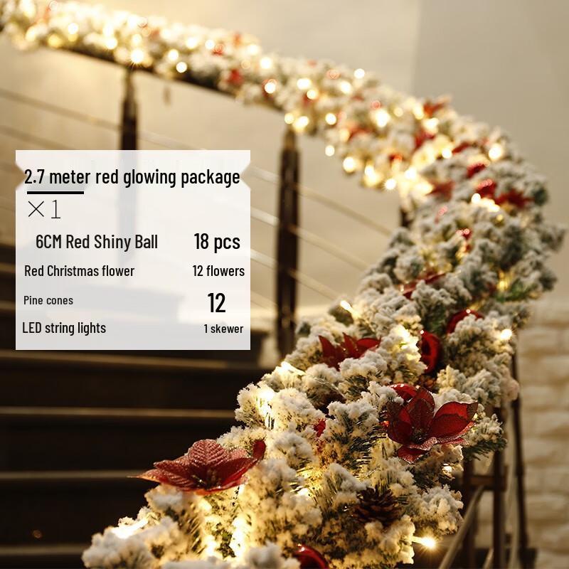 Christmas Flocked Stair Garland Decoration Set