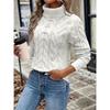 Women S Solid Twist Knit High Neck Long Sleeve Sweater