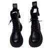 Black high-top Martin boots for women's autumn and winter new rear zipper thick-soled high-matching thickened short boots