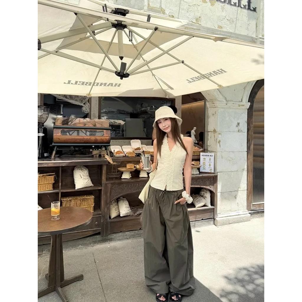 VIONA Loose Wide Leg Casual Pants Women's Fashionable Version Knife Edge Pants High Waist Nine Point Street Style Workwear Trend