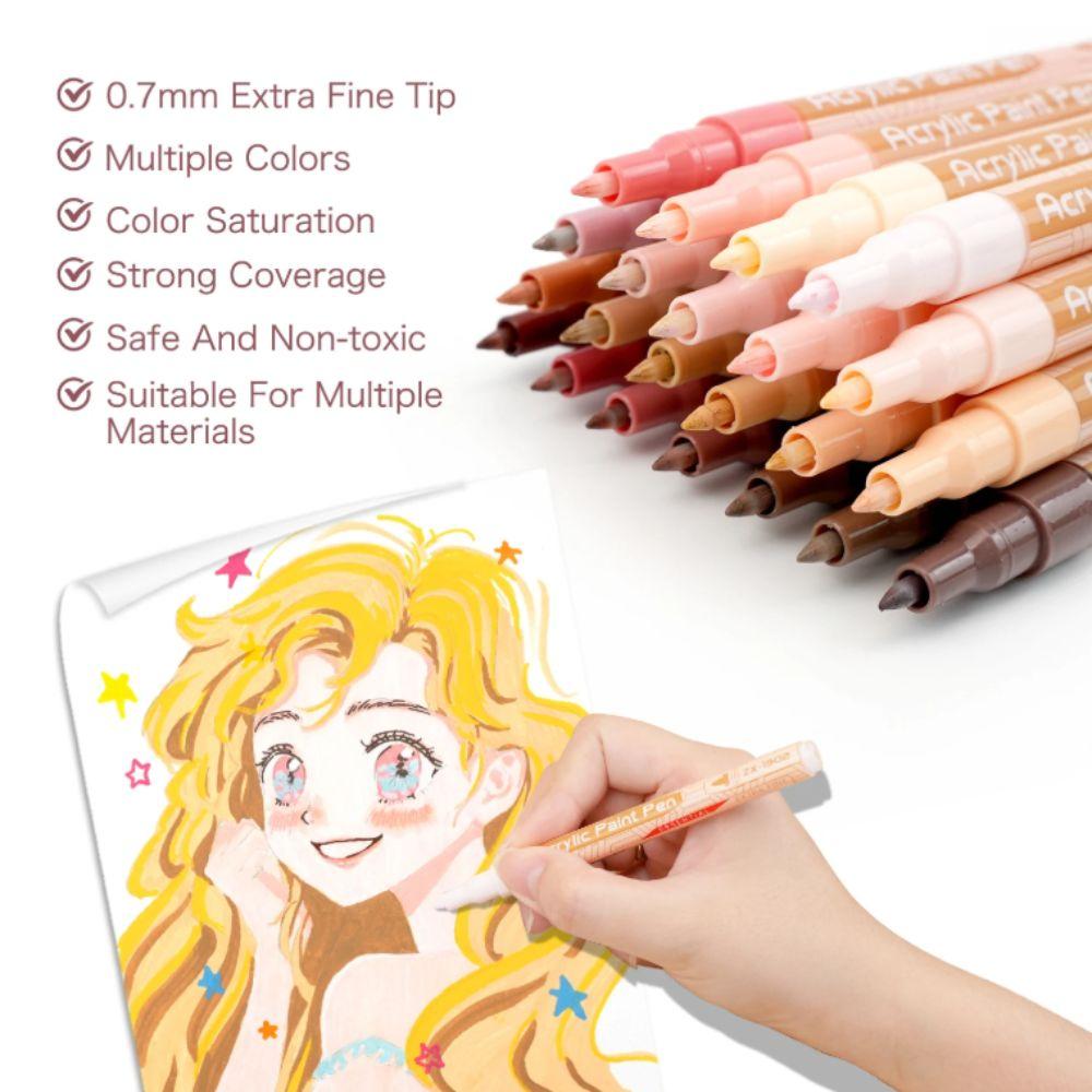 22 Farben Acrylfarbmarker Malstifte Set Holz Leinwand Stein Glas