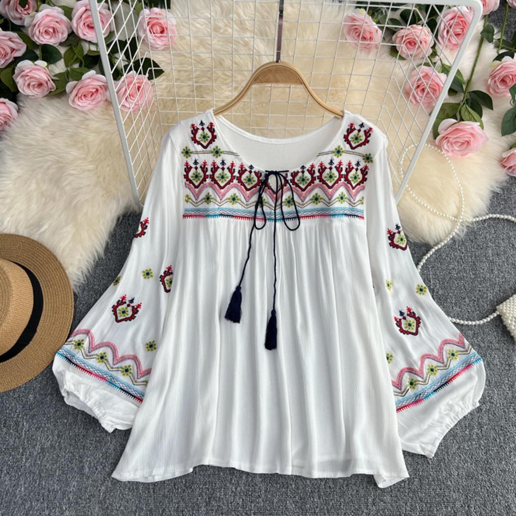 Women's Embroidered Blouse for Summer Beach And Street Activities