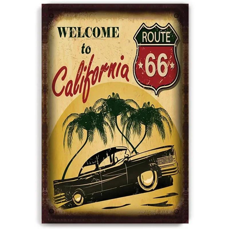 Vintage Historic Old Rout66 Tin Sign Metal Poster Wall Decor For Bar Restaurants Garage Workshop Cafe Club Plaque Man Cave Wall