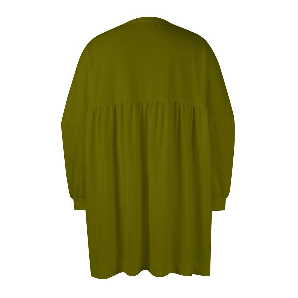 Women's Fashion Casual Large Solid Color Sweatshirt V-Neck Long Sleeve Loose Dress