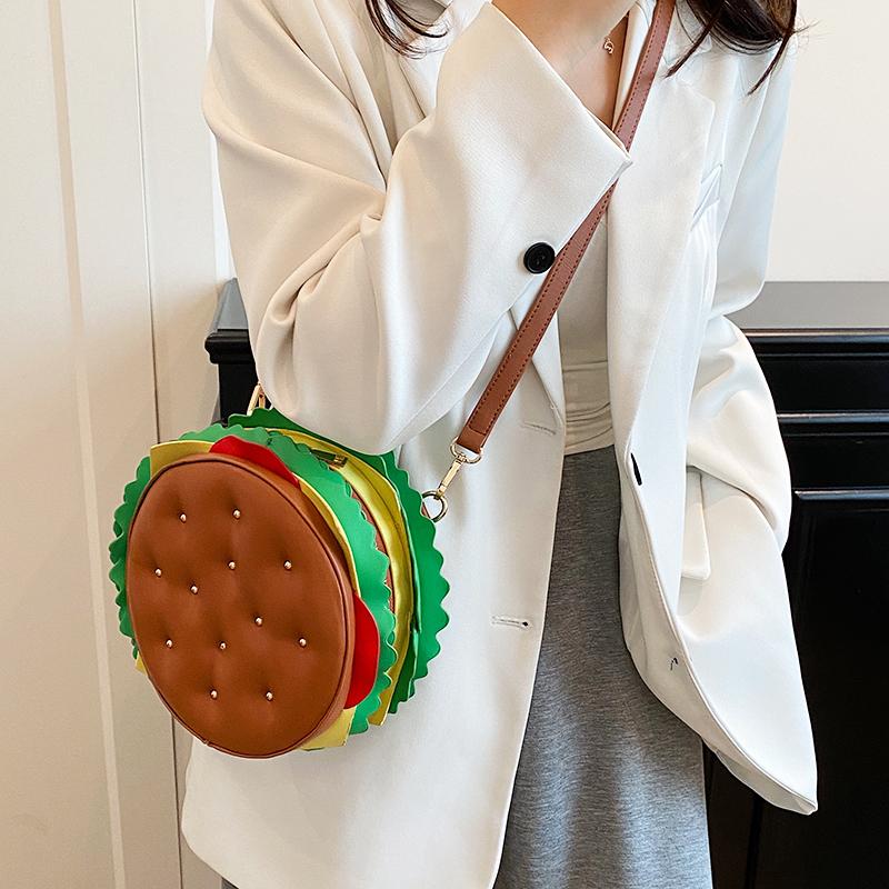 Autumn and winter creative new hamburger backpack women's bag outdoor fashion large capacity commuter bag