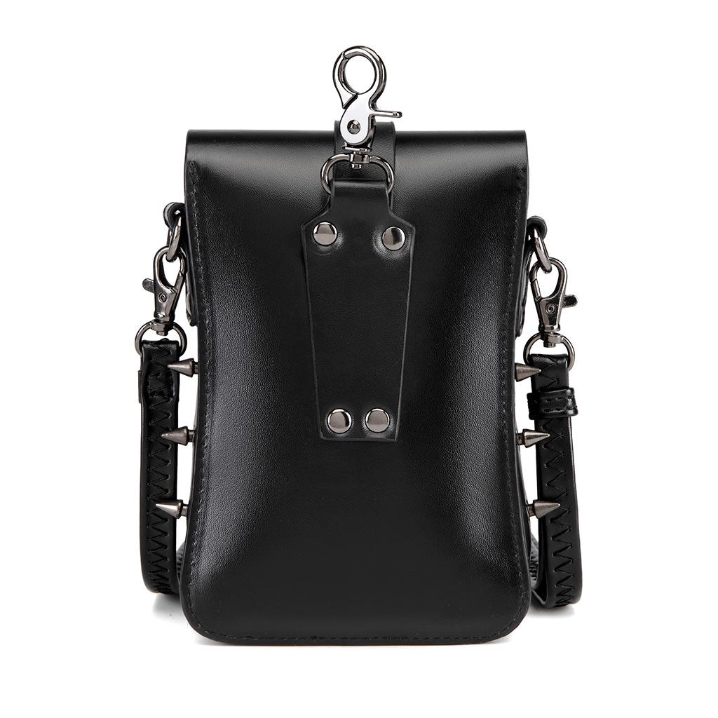 European & American Punk Rivet PU Leather Crossbody Bag with Chain