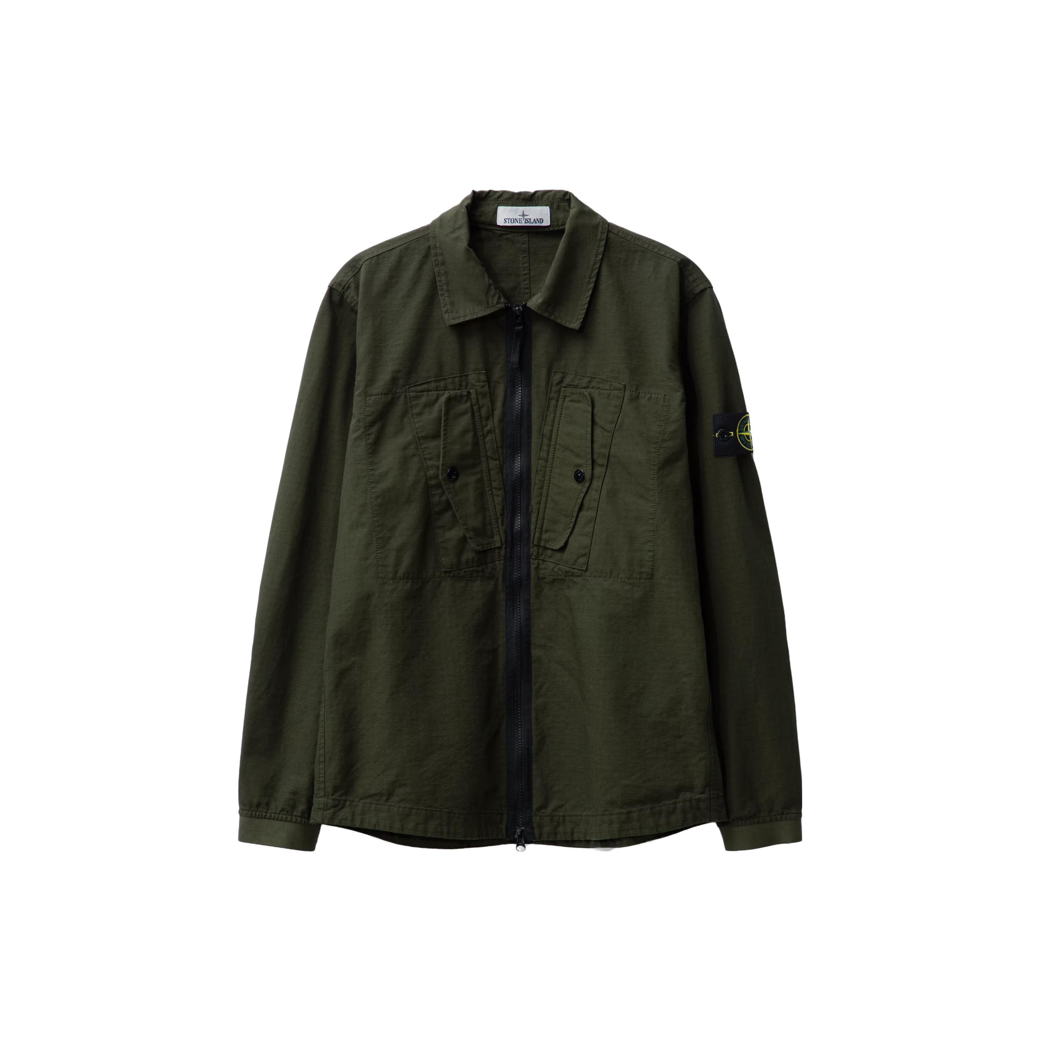 

Stone Island Solid Color Zip Collar Long Sleeve Jacket Men Jacket Olive-Green 791511112-V0058 M