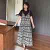 Large size splicing fake two-piece holiday style straight dress 2026 summer new animal pattern thin skirt 275159