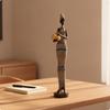 African Woman Figurine Tribal Lady Statue Toned with Bowl for Homeowners, Art