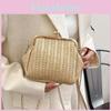 Charming White And Khaki 2024 Plaid Weave Handbag Soft Casual Crossbody Purse