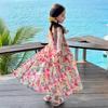Girls' Pink Floral Cotton Sleeveless Princess Dress