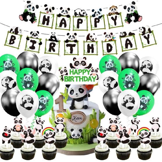 Panda Birthday Party Supplies Happy Birthday Banner Balloons Cake Decorations Panda-Themed Party Decorations