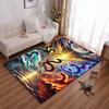 Dragon Pattern Carpet with Fiery Sky and Moon Night Design Suitable for Use As an Anti-slip for Living Room Bedroom Sofas