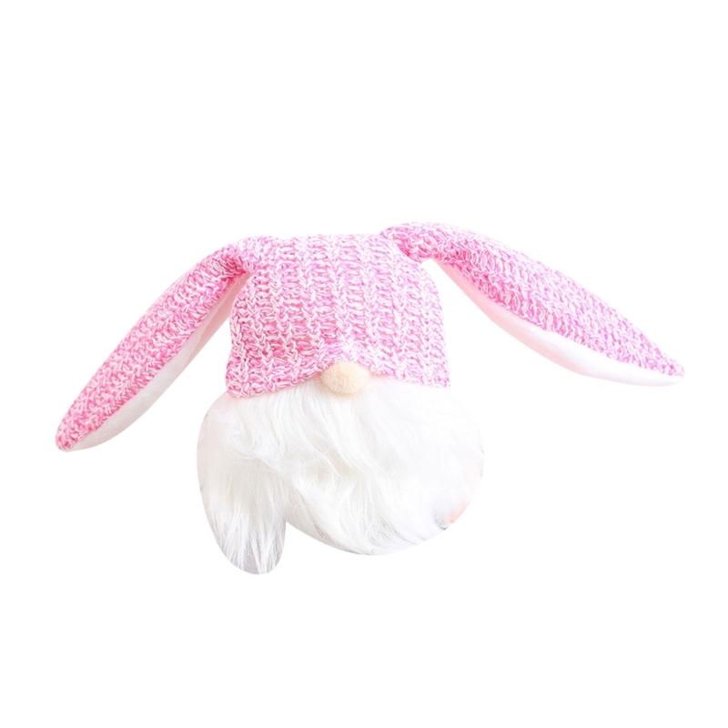 Easter Day Rabbit Decorations with Light, Handmade Gnome Doll Desk Ornament Easter Day Gift for Kid Adult