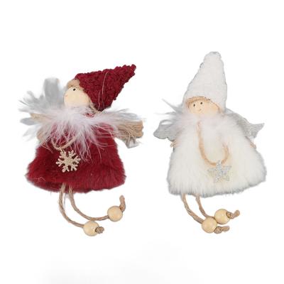 2 Stück Weihnachtsbaum Plüschornamente Mini Weich Tür Wandbehang Mädchen Puppenhaus Dekoration Weiß Rot