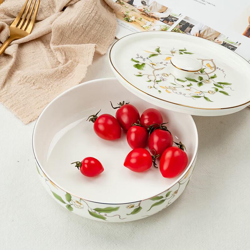 7-inch Tangshan Bone China Deep Serving Bowl with Lid