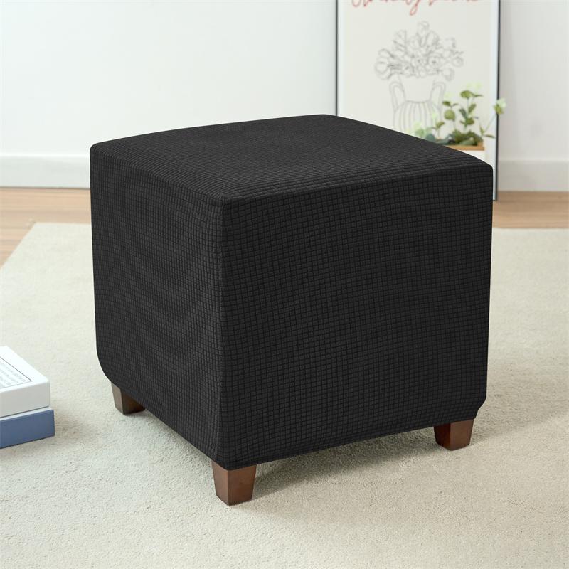 1PC Polar Fleece Ottoman Cover Elastic Square Footrest Cover Water Repellent Footstool Slipcover for Bedroom Party Hotel Decor