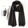 105*190cm One Piece Women Oversize Solid Plain Scarf Shawls Head Wraps Viscose Cashmere Muslim Frayed Hijabs Pashmina