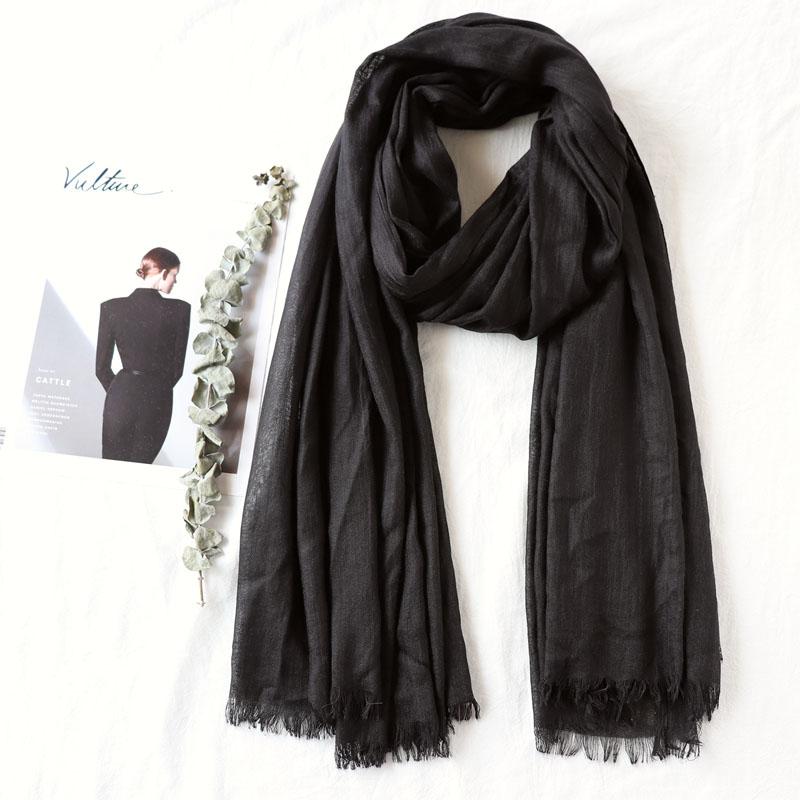 105*190cm One Piece Women Oversize Solid Plain Scarf Shawls Head Wraps Viscose Cashmere Muslim Frayed Hijabs Pashmina