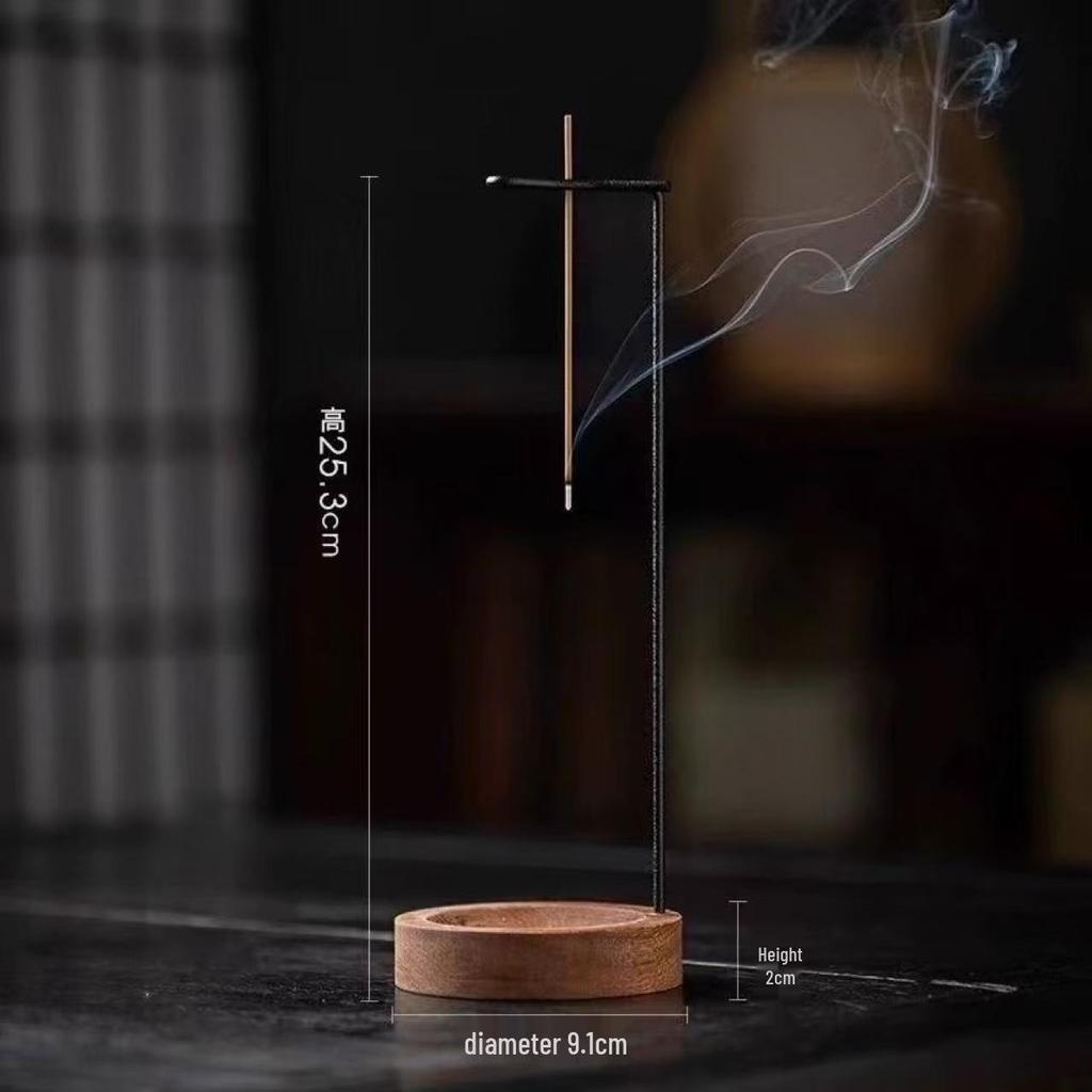 Zen Style Hanging Incense Burner - Japanese Tea Ceremony Sandalwood Holder for Sticks and Line Incense, Indoor Aromatherapy Stand