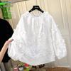 French Palace Style Embroidered Lace Floral Blouse