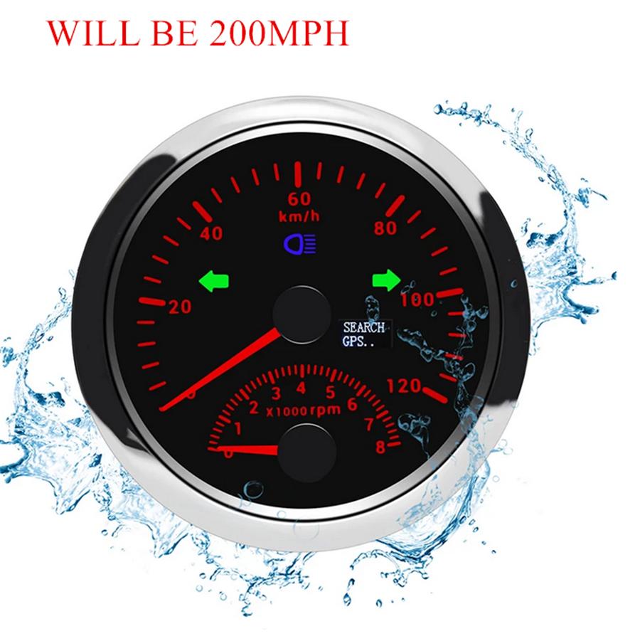 Car Truck Boat 85mm Digital Red Backlight GPS Speedometer w/Tachometer 0-200MPH