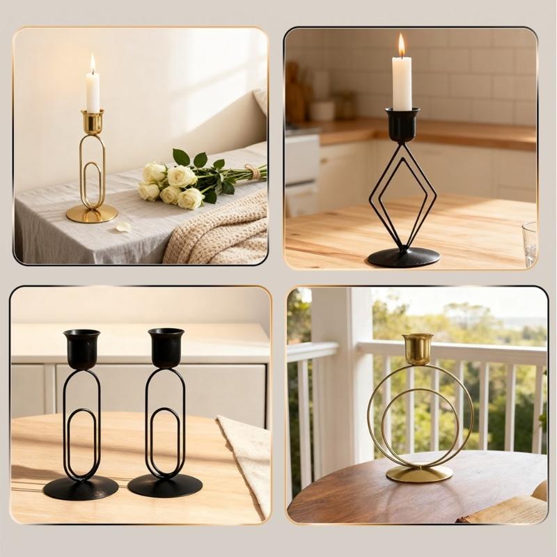 Retro Taper Ljusstakar Järn Ljusstakar för Hem Matsalsbord Mittdekorationer Bröllop Högtid Fest Jul