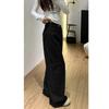 Womens High Waist Grey Cargo Wide Leg Jeans Casual Loose Streetwear Denim Trousers Y2K Style