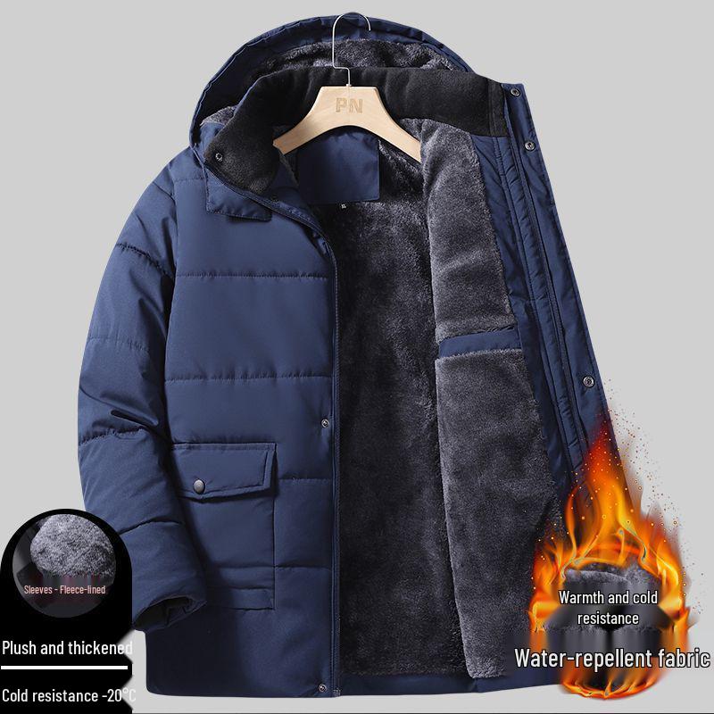 Men's Winter Cotton Jacket for Seniors - Extra Thick, Plus Velvet for Enhanced Warmth