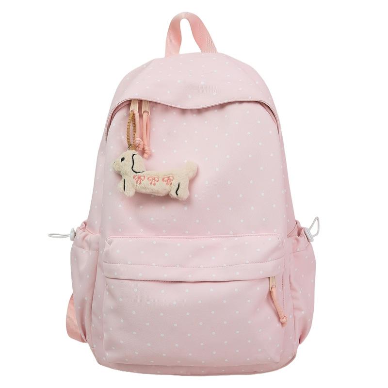 Schoolbag Classic Polka Dot Printed Backpack Simple Casual Middle School School Bag Large Capacity Commuter Travel Bag