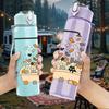 1PC Bath Tub Frog Cartoon 750ml Color Plastic Sports Water Bottle Leakproof Flip Straw Lid Suitable for Sports Office Home Use