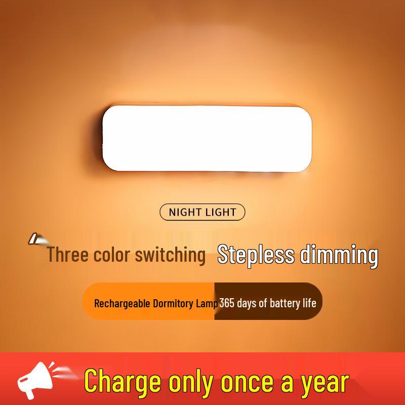 Student Dorm Night Light: Dimmable, Rechargeable, Press-Button Lamp for Bedroom, Car, Camping
