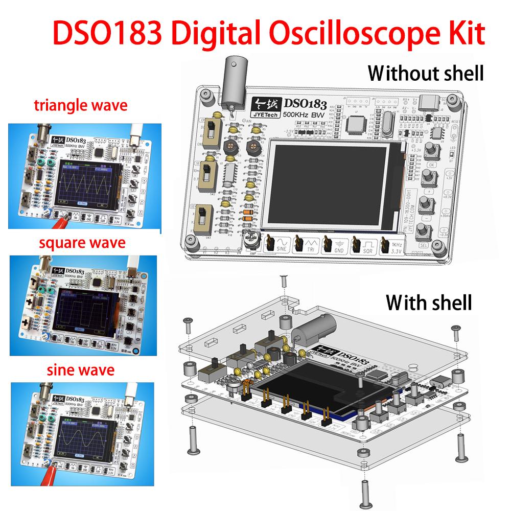 DSO181 Microcontroller Kit DIY Mini LCD Digital Oscilloscope Kit Electronic Welding Training Production Parts 1-111KHz Type C