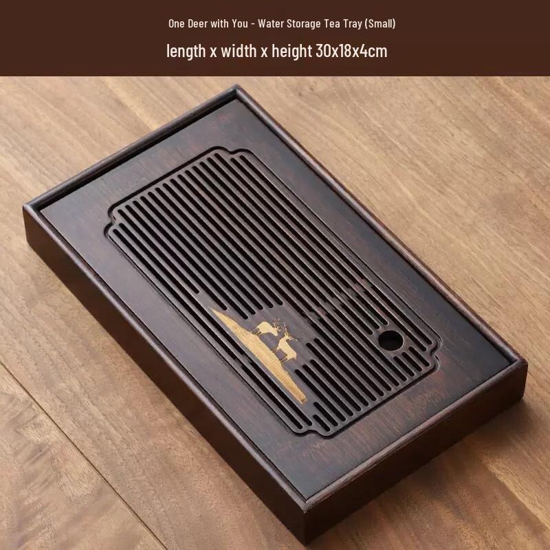 Portable Bamboo Tea Tray with Water Storage
