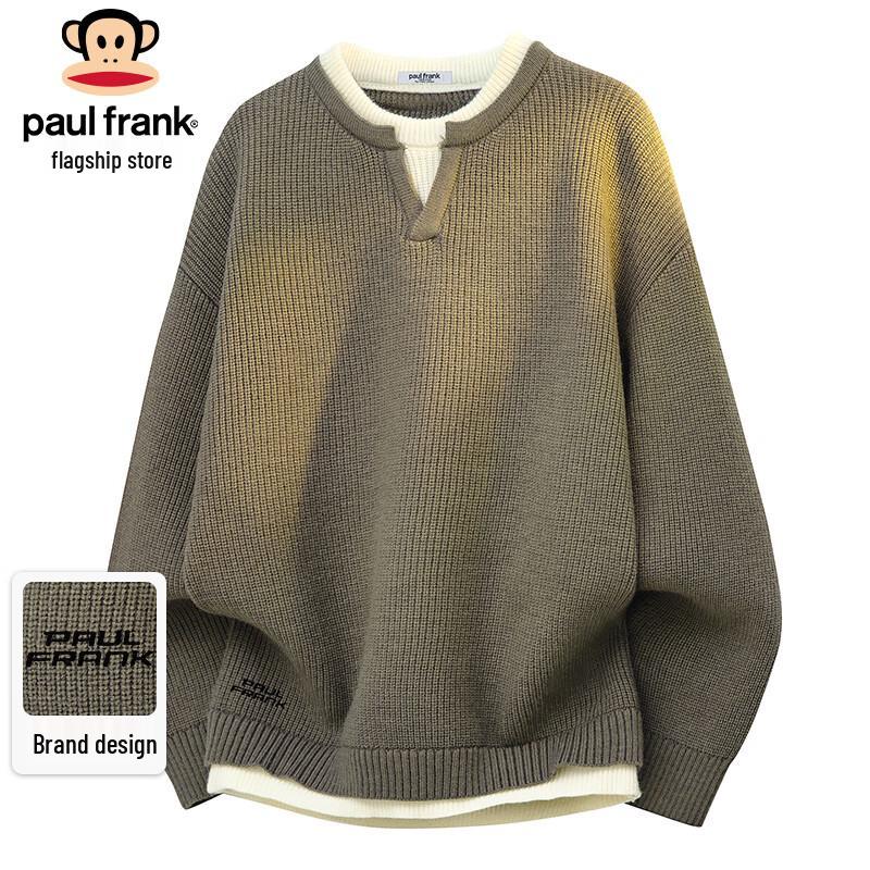 paul frank Herren Strickpullover im Faux-Zweiteiler-Look