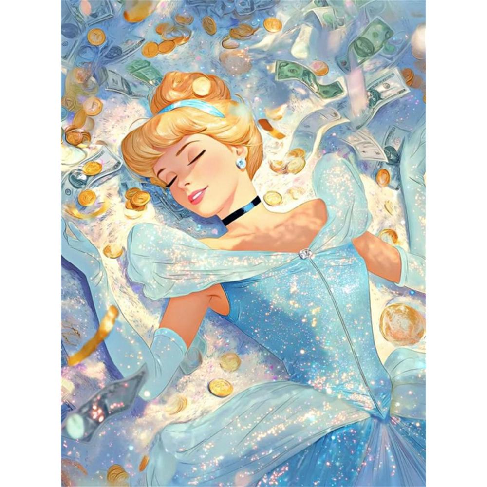 

Disney 5D DIY Diamond Painting Cinderella Cinderella Wealth Theme Illustration Embroidery Mosaic Cross Stitch Home Decor Gift Crafts Round 20x30cm
