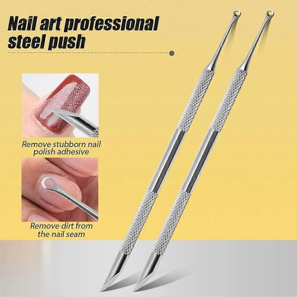 Nail Circle Beveled Head Stainless Steel Cuticle Pusher Nail Art Sanding Tablet