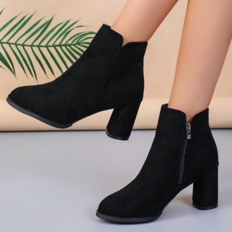 

High Heels Suede Woman Ankle Short Boots Chunky Fashion Heeled Shoes New Pumps Winter Goth Designer Woman Chelsea Botas 42