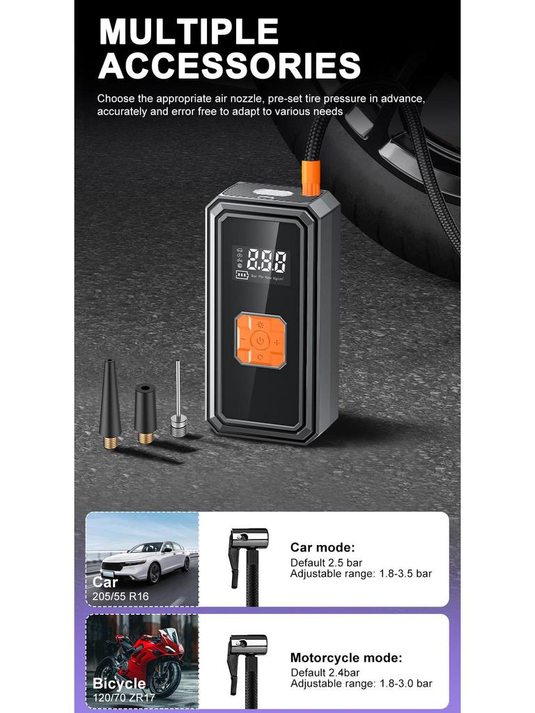 Wireless Electric Portable Tire Inflator for Cars