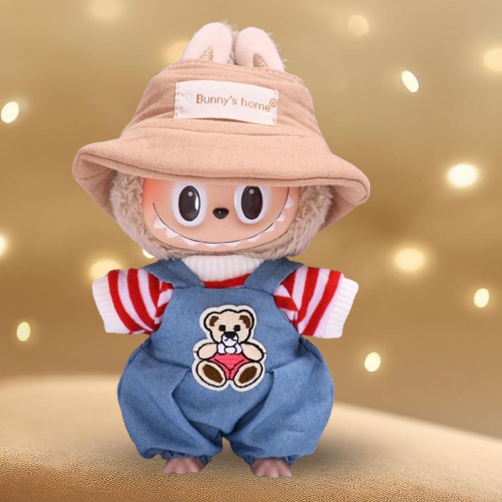 

3Pcs Mini 6 inch Doll Clothes Cute Doll Clothes Suit Red Striped Set Adorable Dress up Clothing Girl Doll Clothes for Dolls