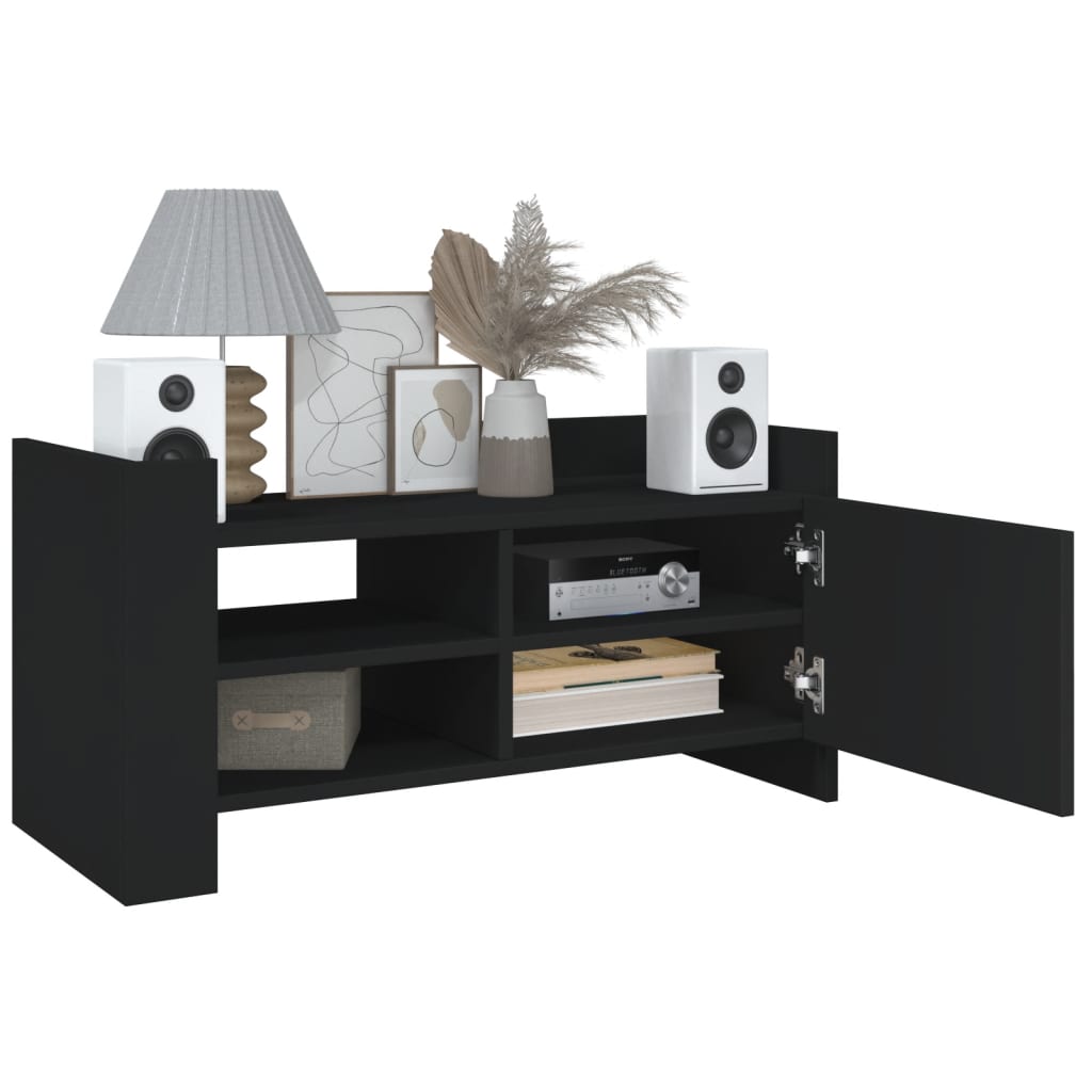 Vidaxl Szafka Pod Tv, Czarna, 80X35X40 Cm, Materiał Drewnopochodny
