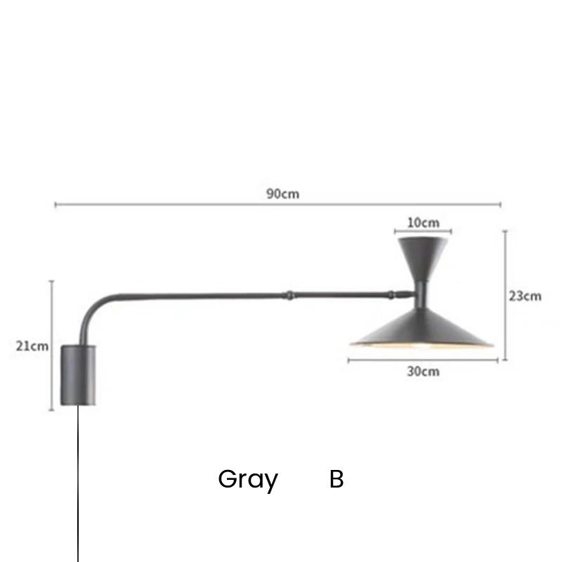 Designer Marseille Wall Lamp White Black Metal Trumpet Swing Arm Sconce Lamp For Living Room Study Room Bedroom Bedside Lamps
