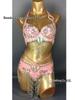 Belly Dance Sequin Bra & Waist Chain Set - Women's Stage Performance Costume
