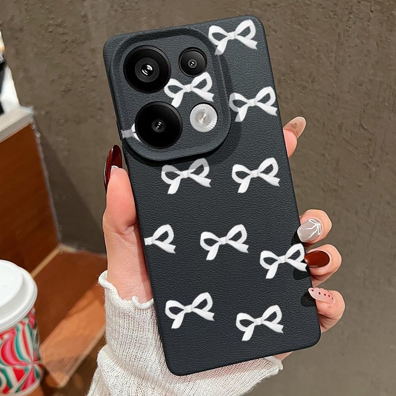 Bowknot Print TPU Leather Texture Soft Case For Xiaomi 13T Pro Poco X7 X6 M6 Pro Redmi Note 14 Pro 13 12 11 Matte Slim Shockproof Phone Cover