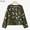 ZANZEA Women Casual Round Neck Long Sleeve Loose Floral Print Blouse