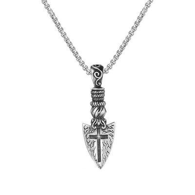 Hiphop Hip Hop Accessories Personalized Cross Blade Necklace Men'S And Women'S Titanium Steel Jewelry