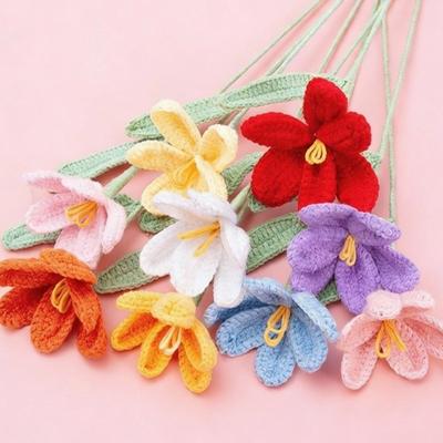 Handmade Simulation Crochet Flower Handcrafted Crochet Knitted Bouquet  Wedding Party